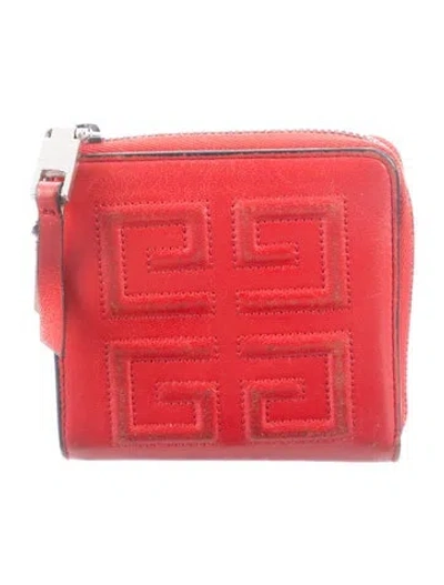 Pre-owned Givenchy Leather Graphic Print Continental Wallet In Red