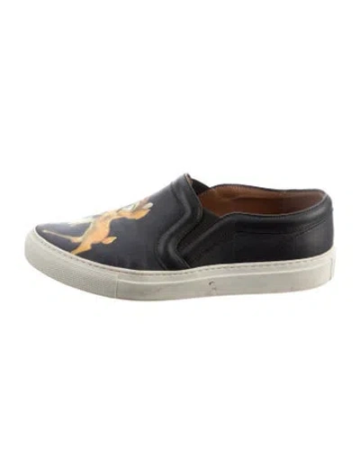 Pre-owned Givenchy Leather Graphic Print Flats In Black
