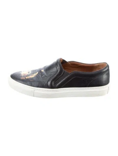 Pre-owned Givenchy Leather Graphic Print Loafer Sneakers In Black