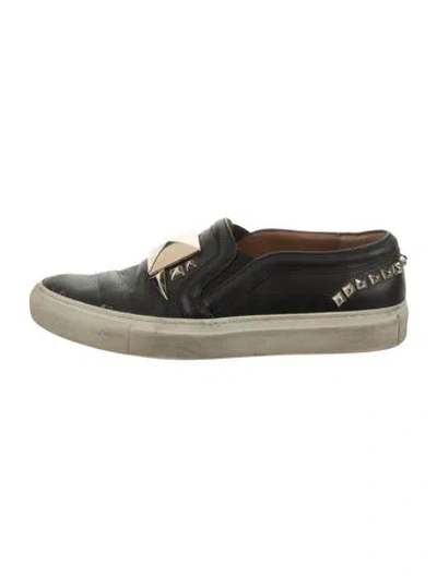 Pre-owned Givenchy Leather Graphic Print Loafer Sneakers In Black