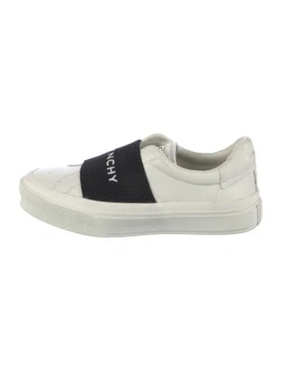 Pre-owned Givenchy Leather Graphic Print Loafer Sneakers In White
