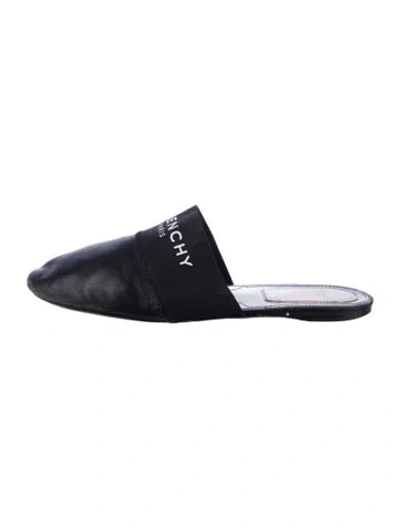 Pre-owned Givenchy Leather Graphic Print Mules In Black