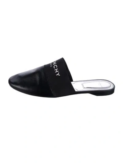 Pre-owned Givenchy Leather Graphic Print Mules In Black
