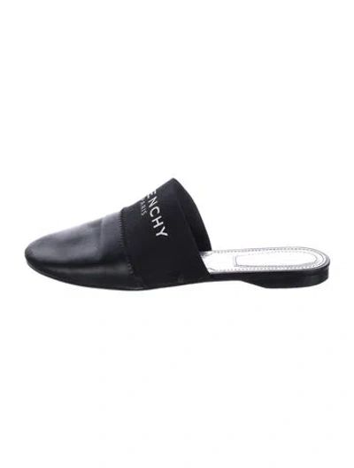 Pre-owned Givenchy Leather Graphic Print Mules In Black