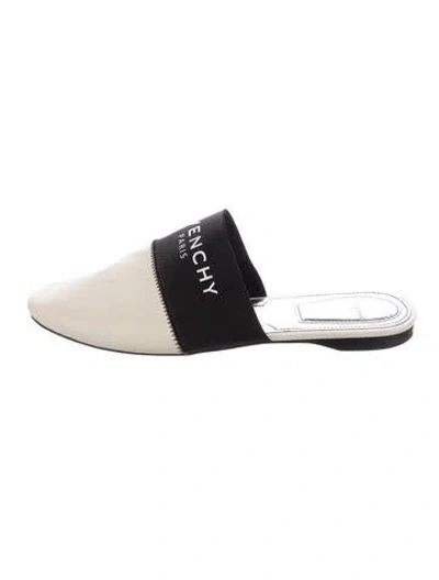 Pre-owned Givenchy Leather Graphic Print Mules In Black
