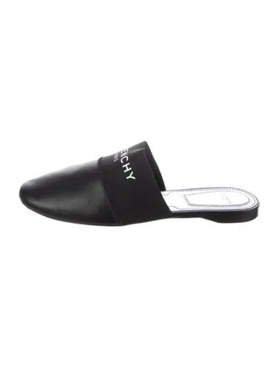 Pre-owned Givenchy Leather Graphic Print Mules In Black