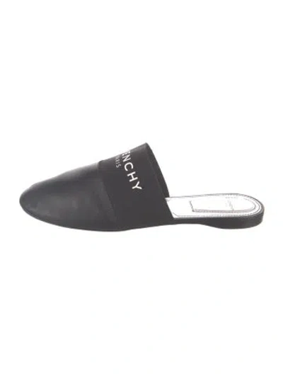 Pre-owned Givenchy Leather Graphic Print Mules In Black