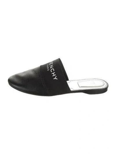 Pre-owned Givenchy Leather Graphic Print Mules In Black
