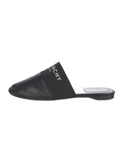 Pre-owned Givenchy Leather Graphic Print Mules In Black