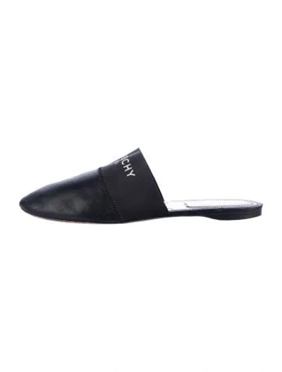 Pre-owned Givenchy Leather Graphic Print Mules In Black