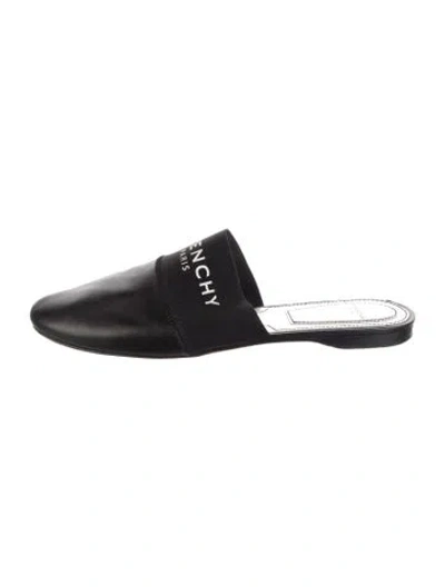 Pre-owned Givenchy Leather Graphic Print Mules In Black