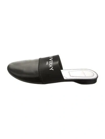 Pre-owned Givenchy Leather Graphic Print Mules In Black