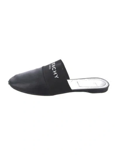 Pre-owned Givenchy Leather Graphic Print Mules In Black