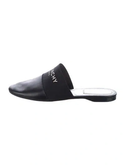 Pre-owned Givenchy Leather Graphic Print Mules In Black