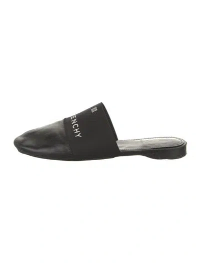 Pre-owned Givenchy Leather Graphic Print Mules In Black