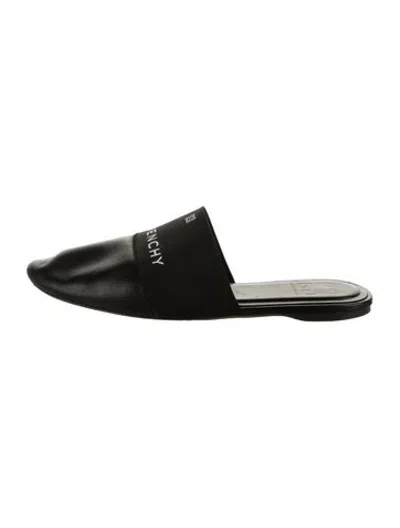 Pre-owned Givenchy Leather Graphic Print Mules In Black