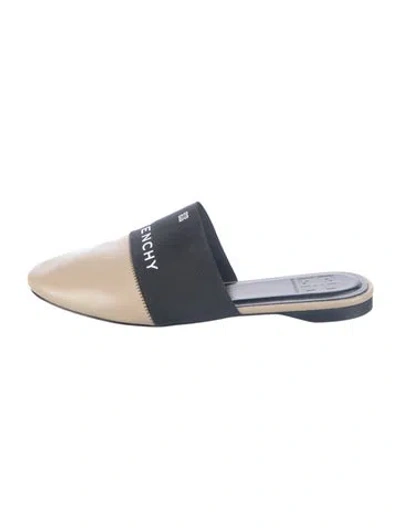 Pre-owned Givenchy Leather Graphic Print Mules In Blue
