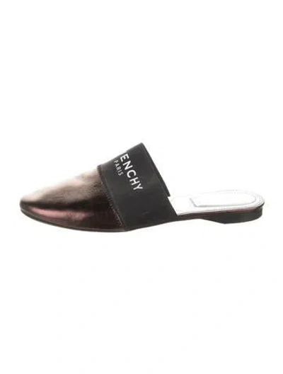 Pre-owned Givenchy Leather Graphic Print Mules In Brown