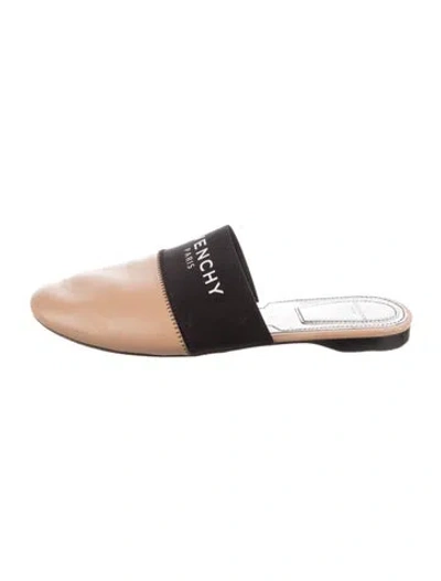 Pre-owned Givenchy Leather Graphic Print Mules In Neutral