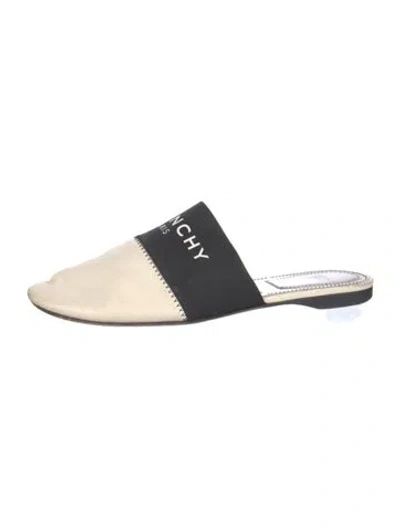 Pre-owned Givenchy Leather Graphic Print Mules In Neutrals