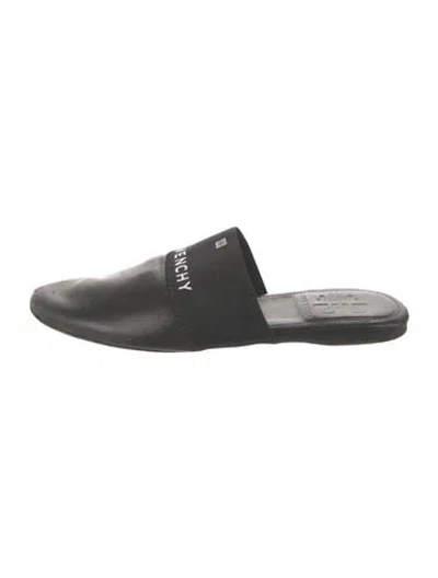 Pre-owned Givenchy Leather Graphic Print Mules In Silver