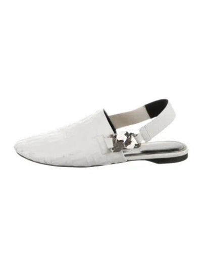 Pre-owned Givenchy Leather Graphic Print Mules In White