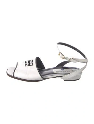 Pre-owned Givenchy Leather Graphic Print Sandals In White