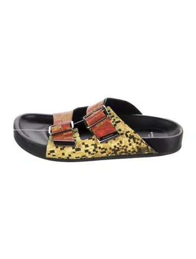Pre-owned Givenchy Leather Graphic Print Sandals In Yellow