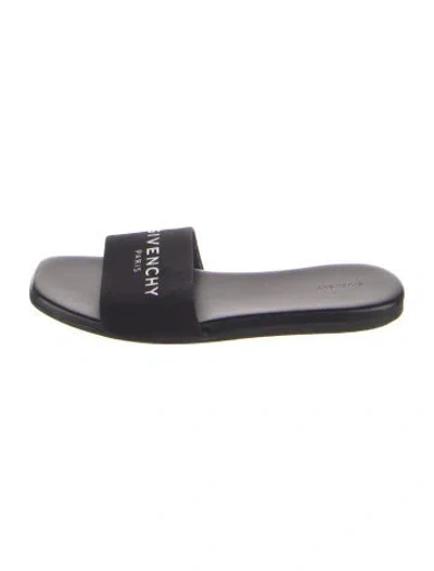 Pre-owned Givenchy Leather Graphic Print Slides In Black