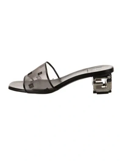 Pre-owned Givenchy Leather Graphic Print Slides In Black