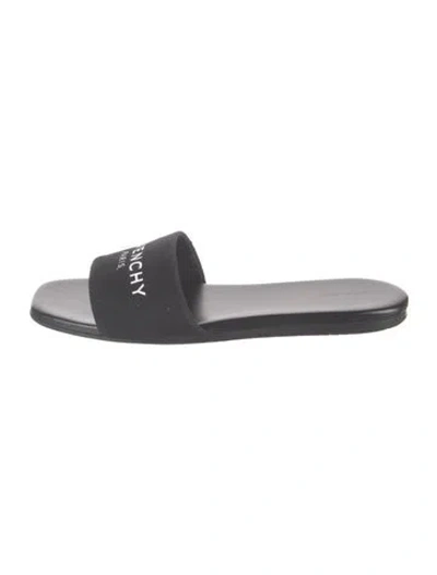 Pre-owned Givenchy Leather Graphic Print Slides In Black