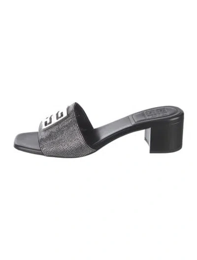 Pre-owned Givenchy Leather Graphic Print Slides In Black