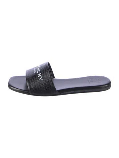 Pre-owned Givenchy Leather Graphic Print Slides In Black