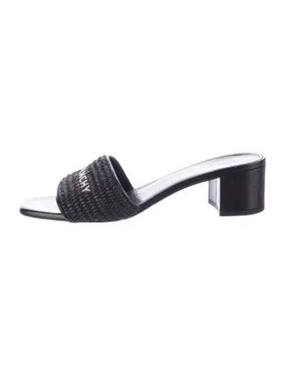 Pre-owned Givenchy Leather Graphic Print Slides In Black/blue