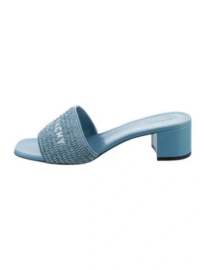 Pre-owned Givenchy Leather Graphic Print Slides In Blue