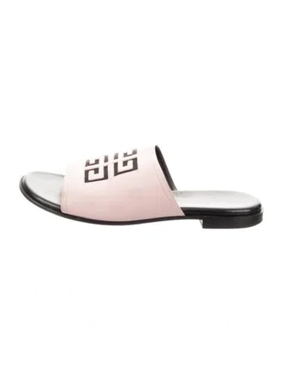 Pre-owned Givenchy Leather Graphic Print Slides In Pink