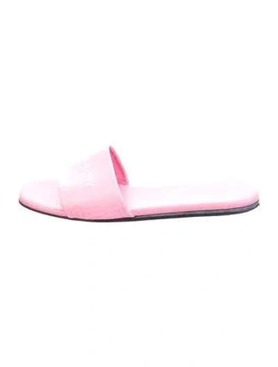 Pre-owned Givenchy Leather Graphic Print Slides In Pink
