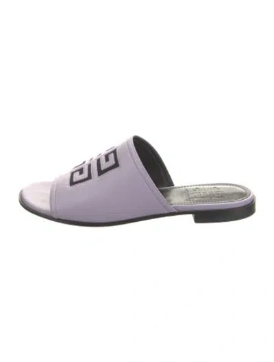 Pre-owned Givenchy Leather Graphic Print Slides In Purple