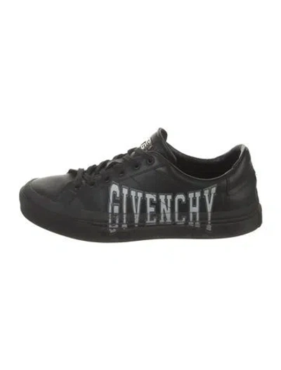 Pre-owned Givenchy Leather Graphic Print Sneakers In Black