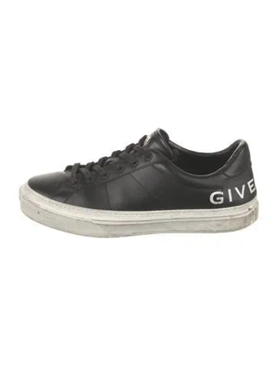 Pre-owned Givenchy Leather Graphic Print Sneakers In Black