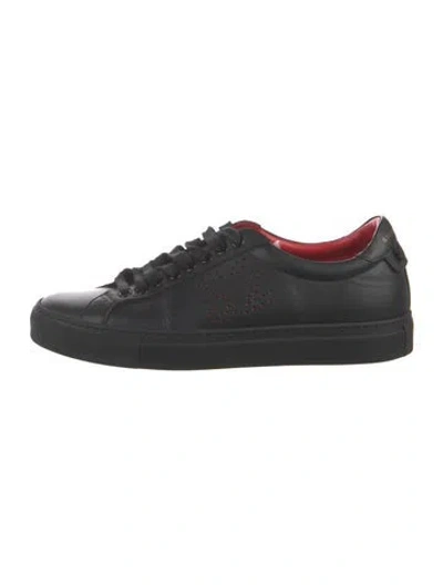 Pre-owned Givenchy Leather Graphic Print Sneakers In Black