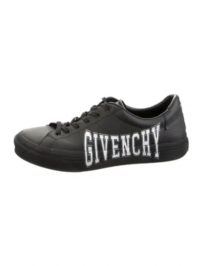 Pre-owned Givenchy Leather Graphic Print Sneakers In Black