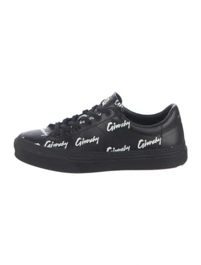 Pre-owned Givenchy Leather Graphic Print Sneakers In Black