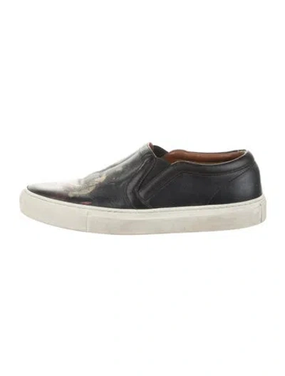 Pre-owned Givenchy Leather Graphic Print Sneakers In Black