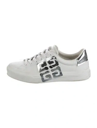 Pre-owned Givenchy Leather Graphic Print Sneakers In Black/white