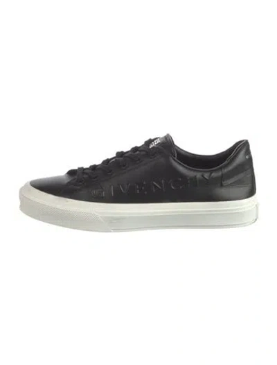 Pre-owned Givenchy Leather Graphic Print Sneakers In Black/white