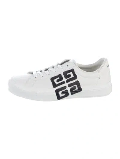 Pre-owned Givenchy Leather Graphic Print Sneakers In Black/white