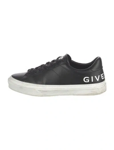 Pre-owned Givenchy Leather Graphic Print Sneakers In Black/white