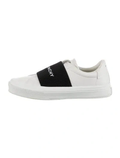 Pre-owned Givenchy Leather Graphic Print Sneakers In Black/white