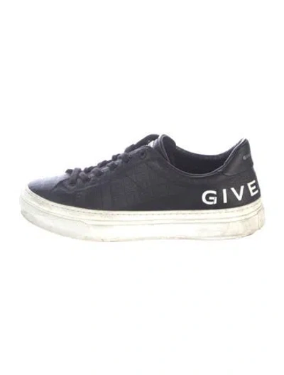 Pre-owned Givenchy Leather Graphic Print Sneakers In Blue